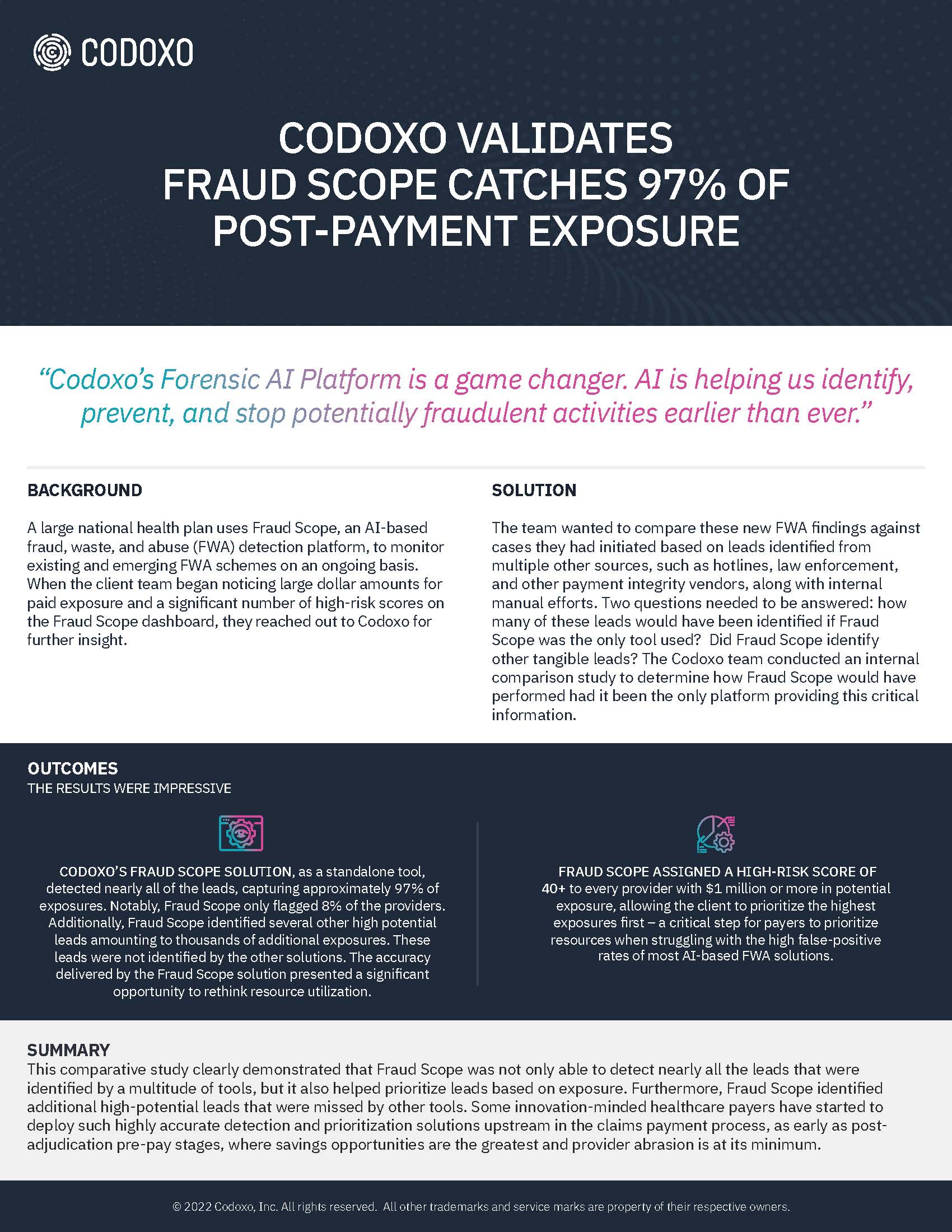 Codoxo Validates Fraud Scope Catches 97% of Post-Payment Exposure Case Study