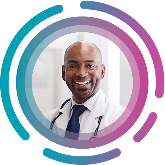 Smiling male clinical provider Smiling provider experienced reduced provider abrasion with payment integrity solutions