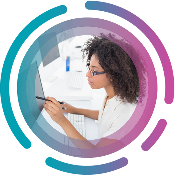 woman working at desktop computer